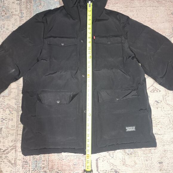 Levi's Strauss Full-Zip Snap Quilted Hooded Parka Coat Black Mens Sz X-Large N - Picture 4 of 8